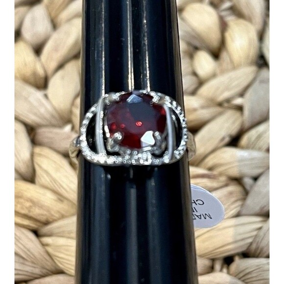 NWT Cushioned Garnet On Rhodium Plating Ring Size 9.75 Mob Wife Statement - Picture 4 of 10